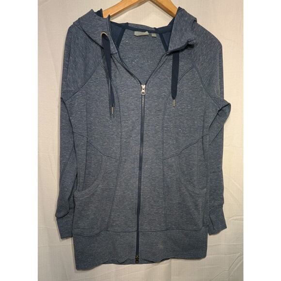 Athleta Women's CYA Strength Hoodie 2 Sz Large Navy Heather Space Dye #721862 - Picture 4 of 9